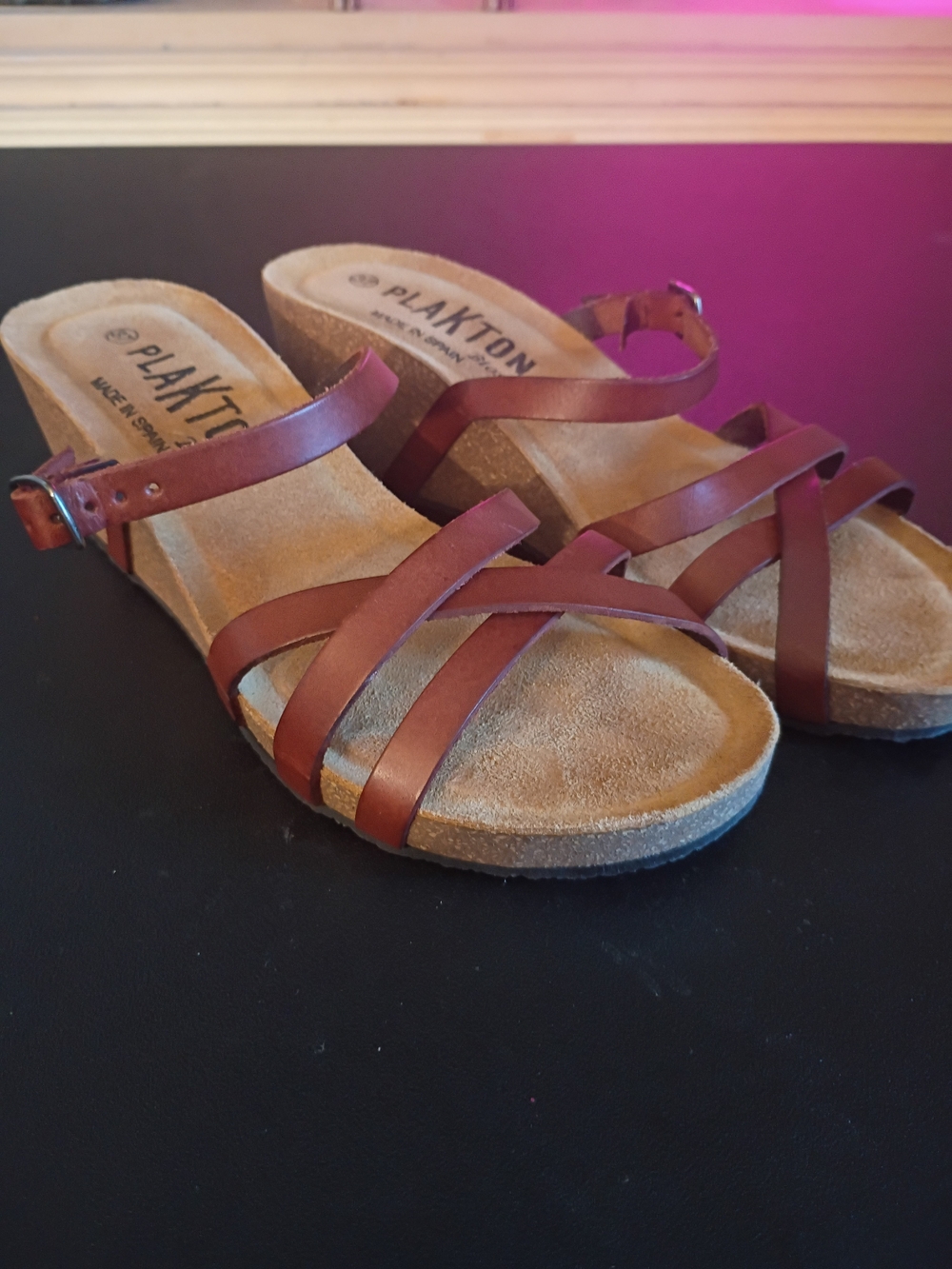Women's Tan Strappy Wedge Sandals